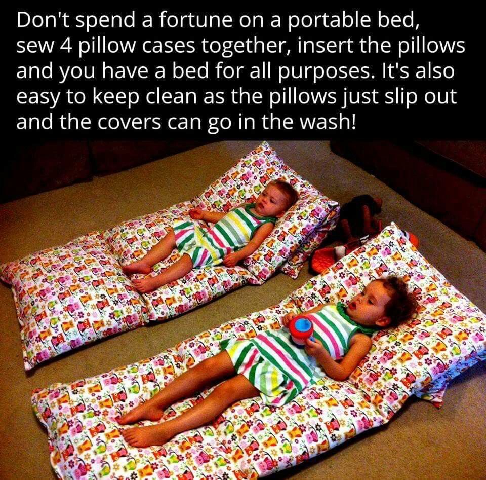DONT SPEND A FORTUNE ON A PORTABLE BED, SEW 4 PILLOW CASES ...